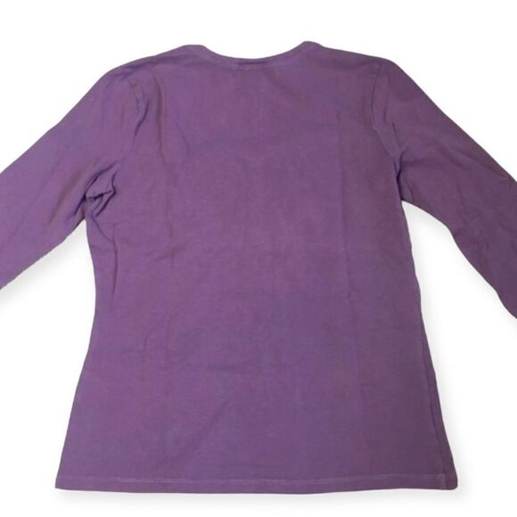 Ann Taylor Women’s S Purple 3/4 Sleeve Top | Embroidered V-Neck Blouse - Picture 2 of 4